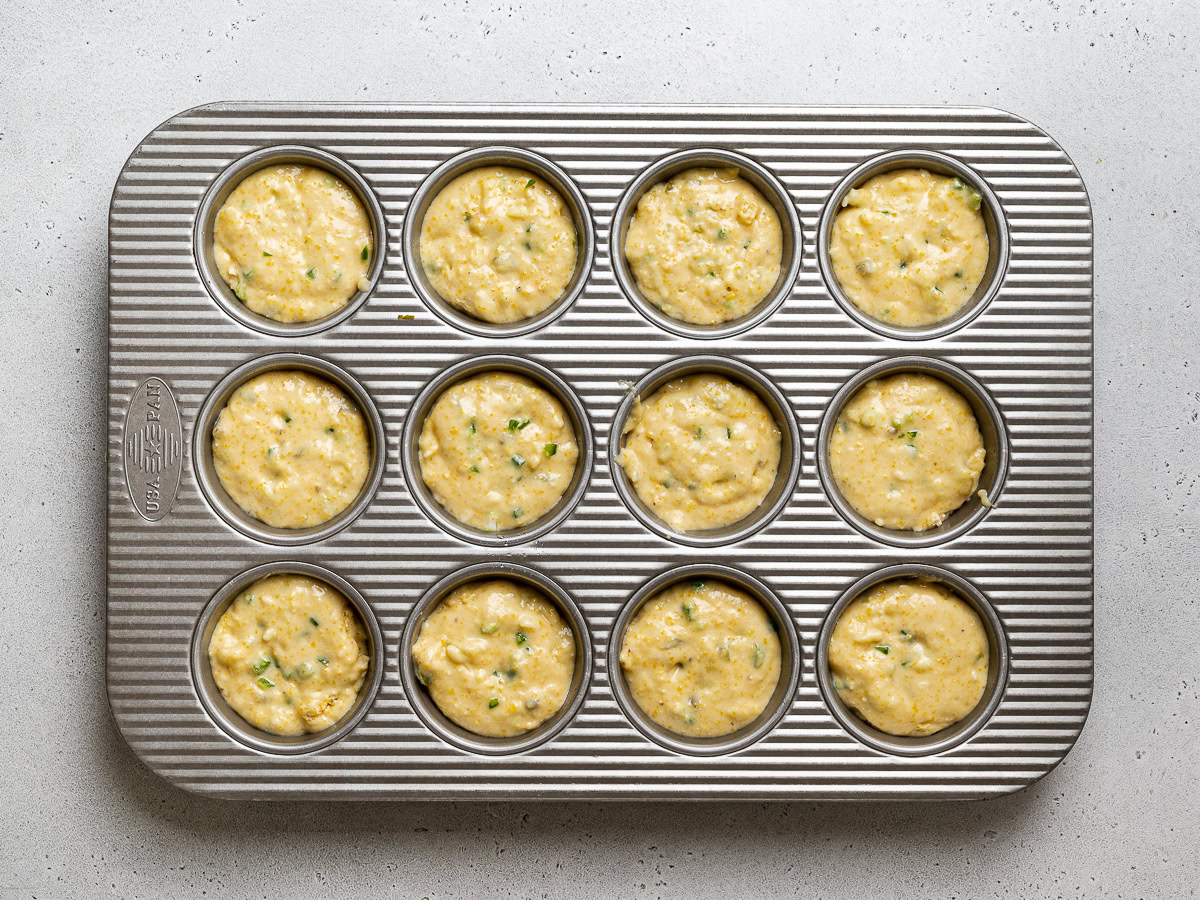 batter in muffin tin