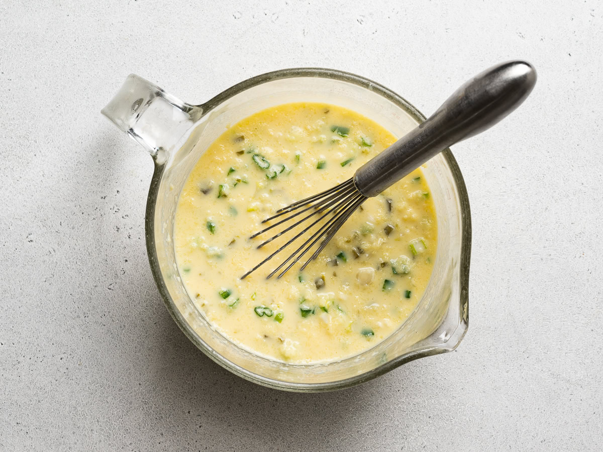 wet ingredients in mixing bowl