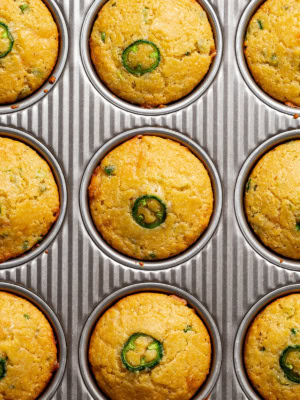 Jalapeño cornbread muffins baked in muffin tin