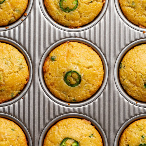 Jalapeño cornbread muffins baked in muffin tin