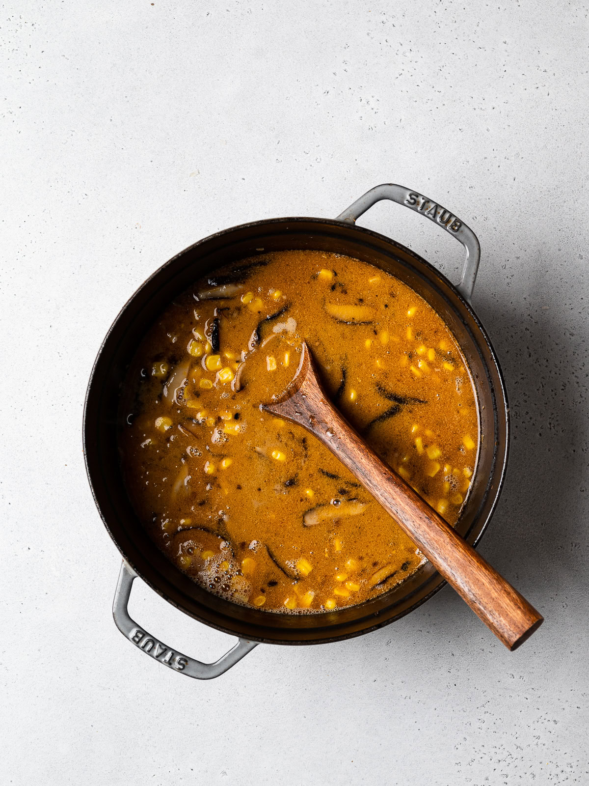 broth simmering in pot