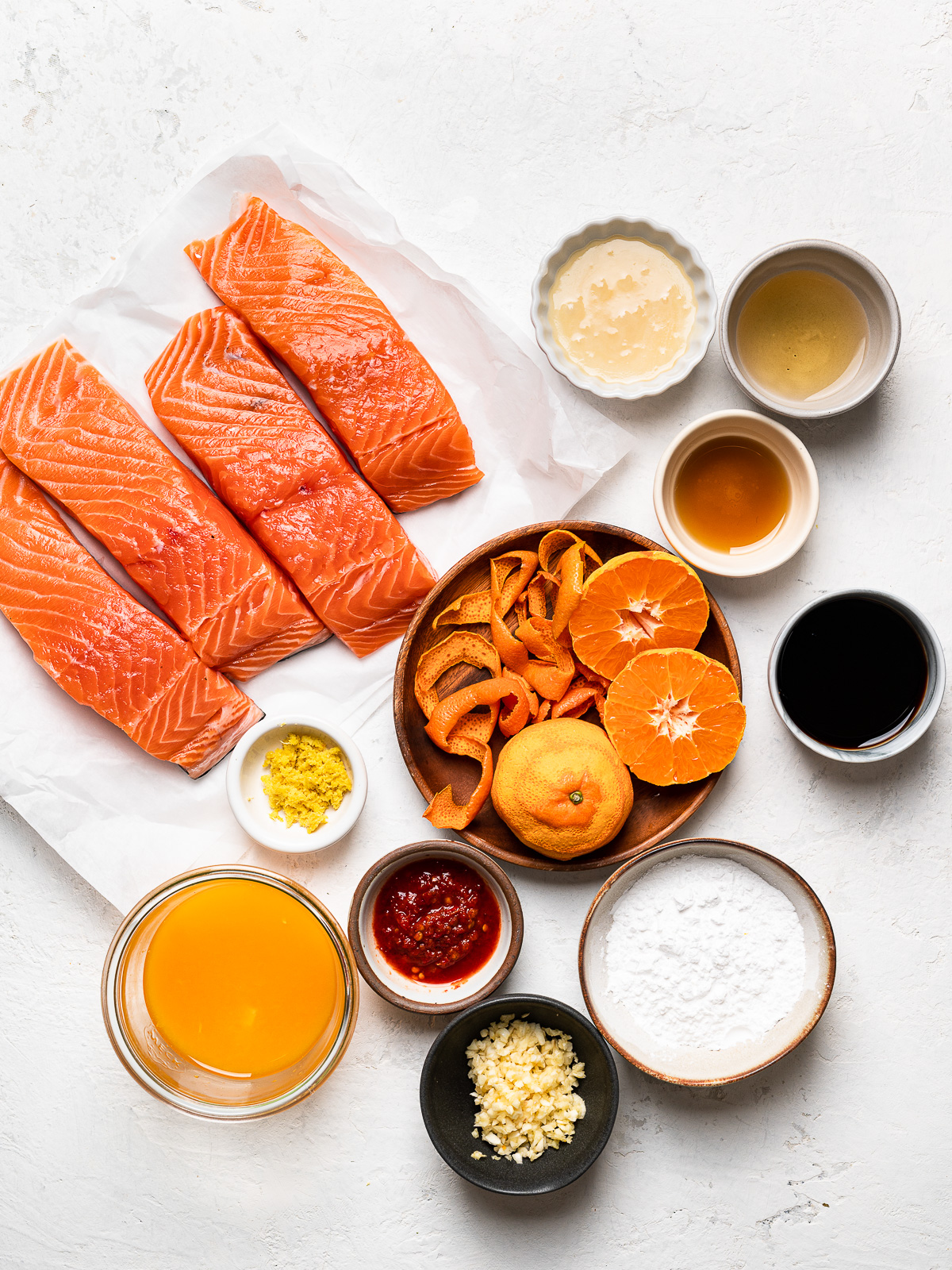 Ingredients for tangerine salmon