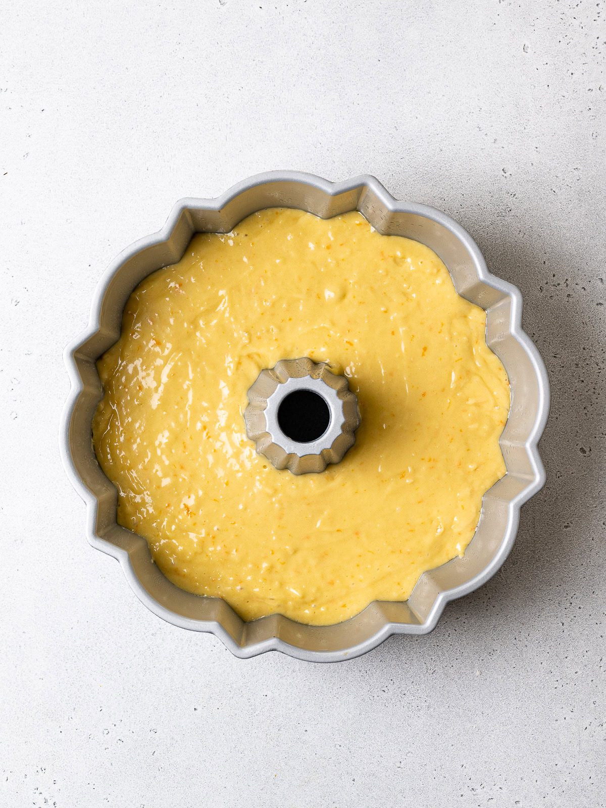 batter in bundt pan