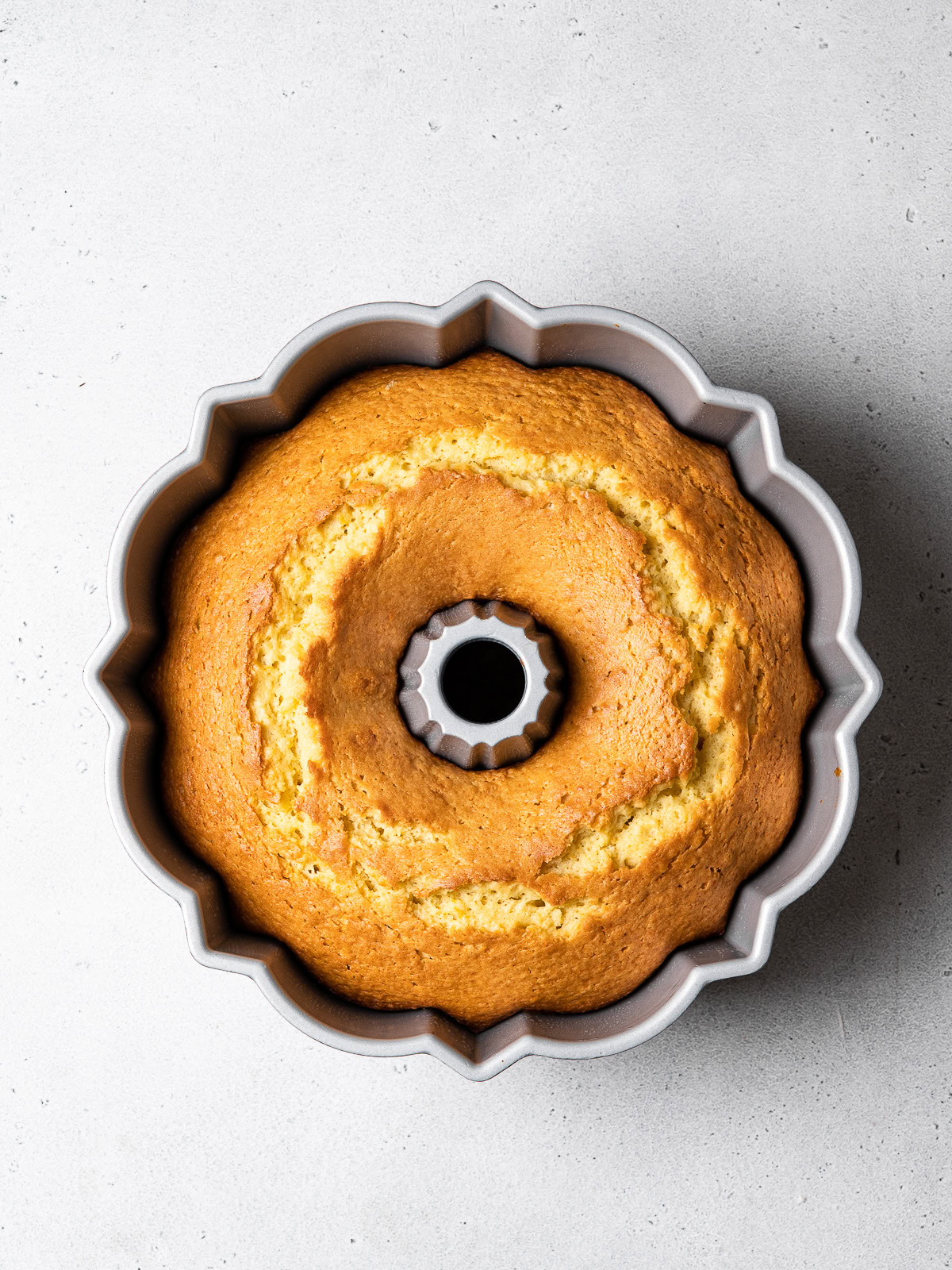 baked cake in bundt pan