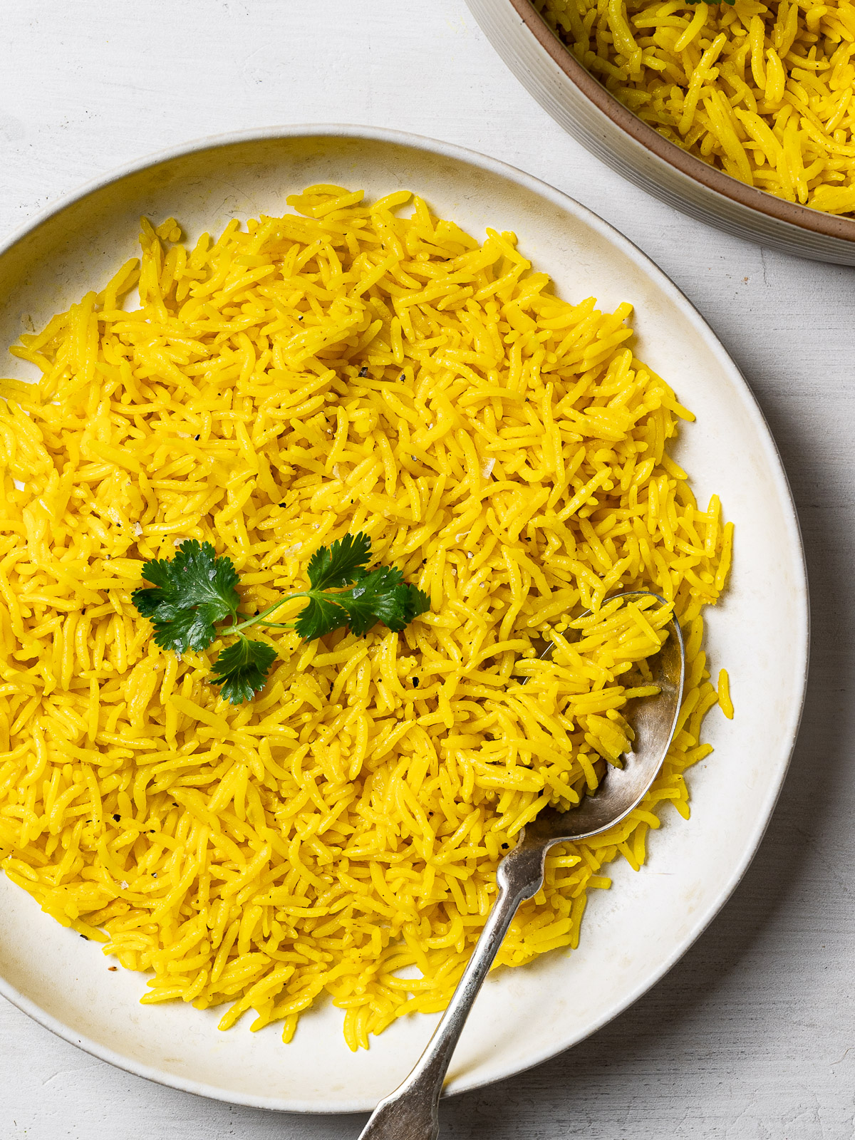 yellow rice served on a small plate