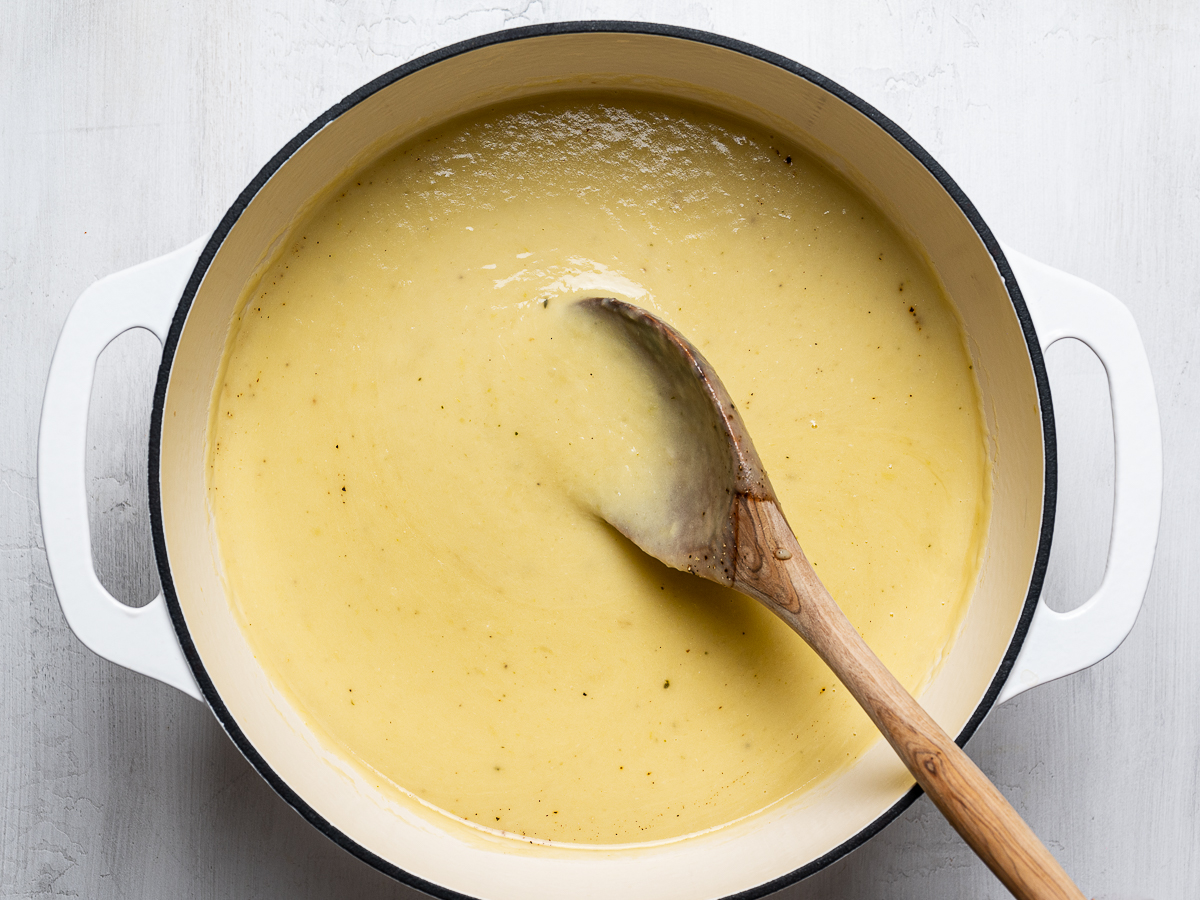 blended potato leek soup with cream