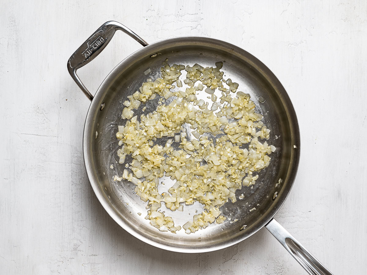 sautéing onion in skillet