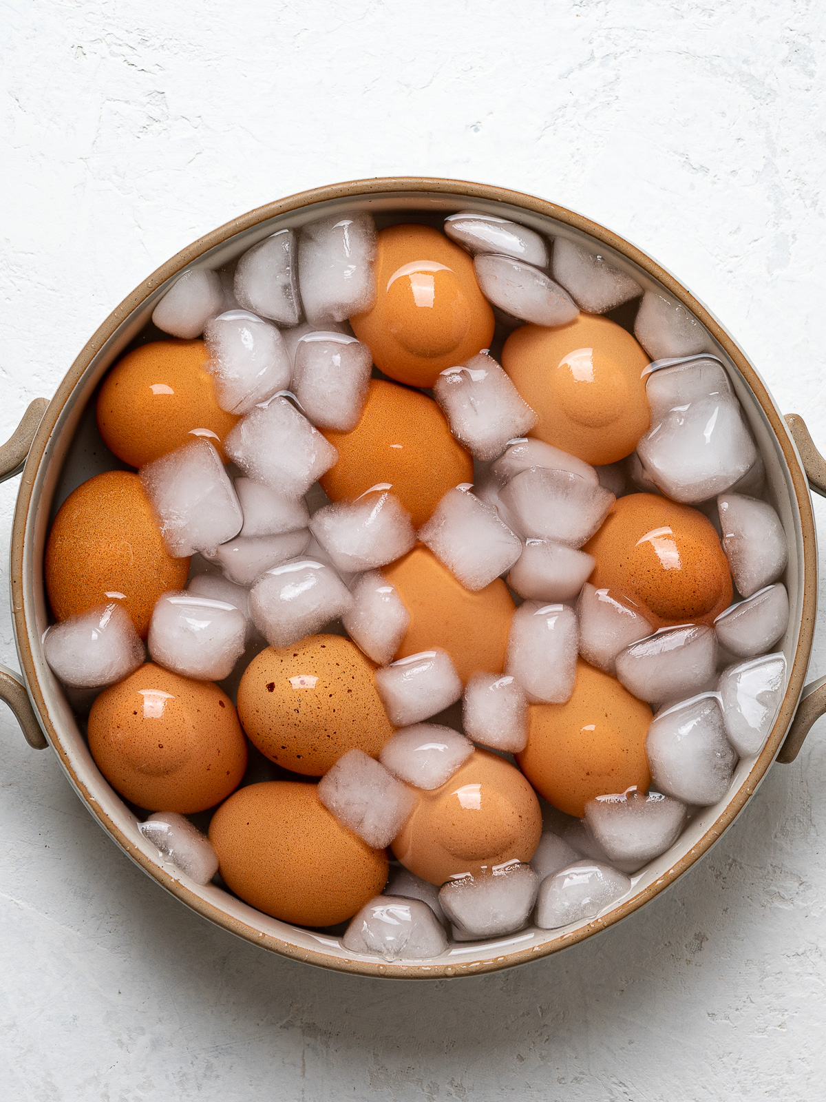hard boiled eggs in ice bath 