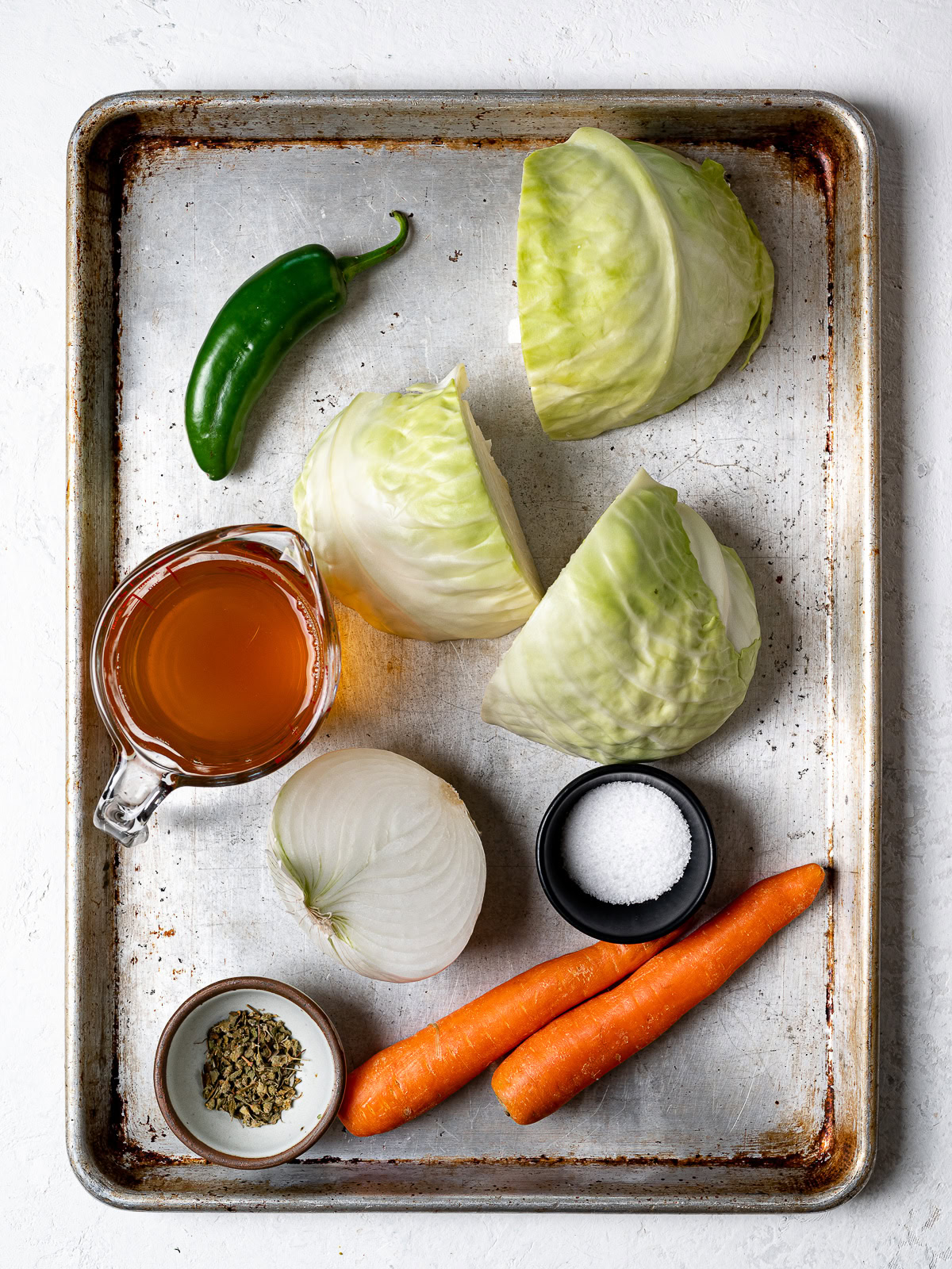 ingredients laid out on a baking sheet