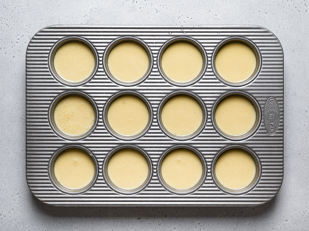 egg mixture in muffin tin