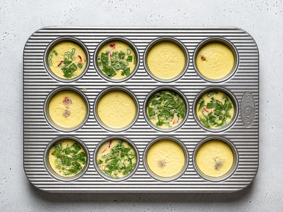 Baked Starbucks Copycat egg bites in muffin tin