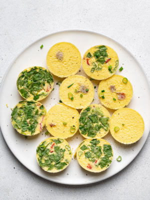 top view of Oven baked egg bites on platter