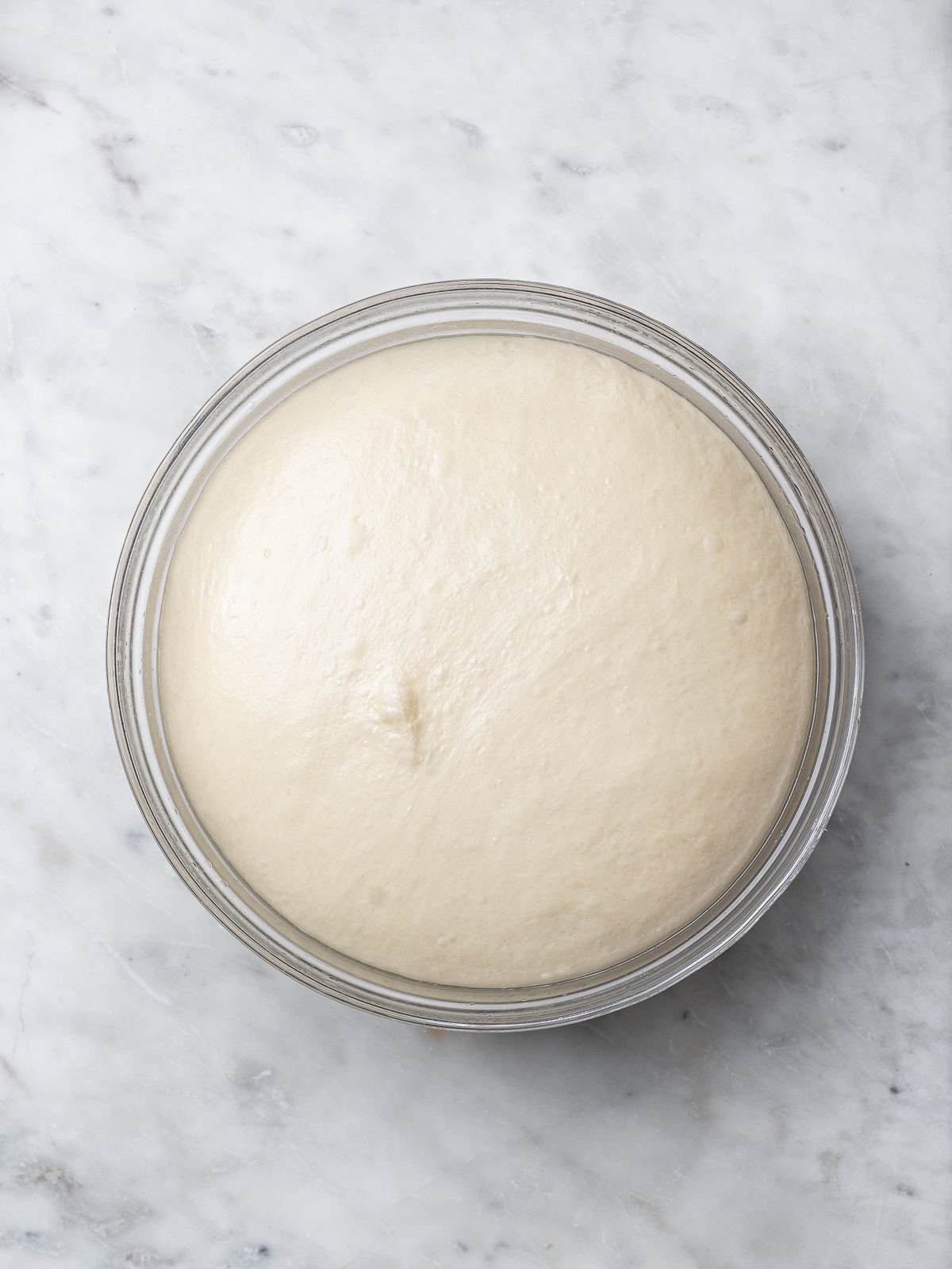 dough in bowl after first proof