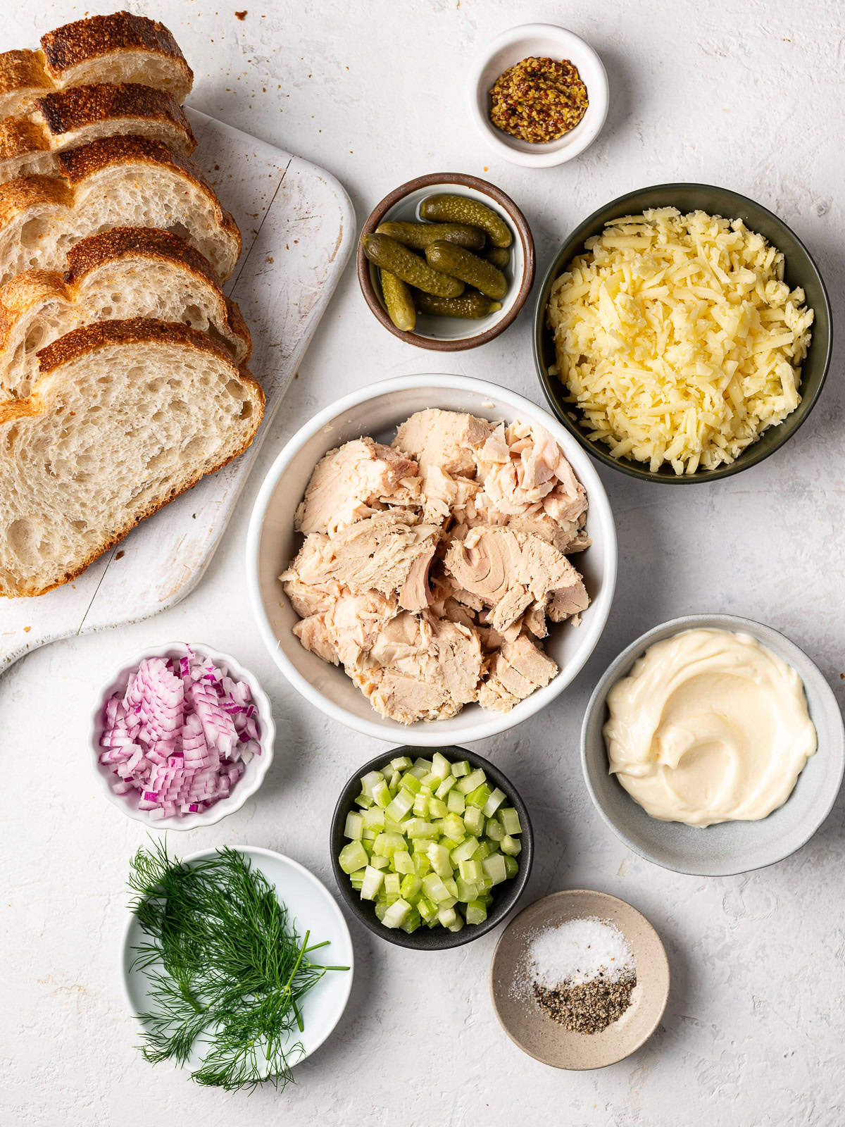 recipe ingredients prepared in separate bowls