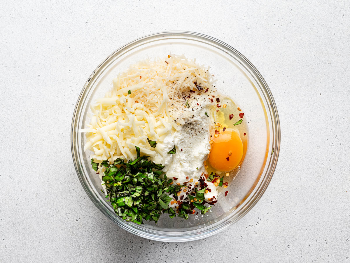 ingredients for ricotta mixture in bowl