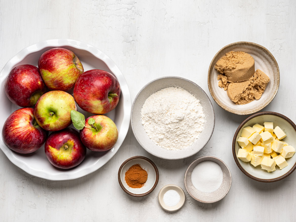 Recipe ingredients prepared in bowls