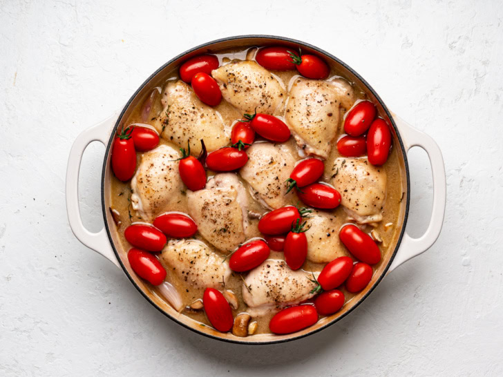 Braised Chicken with Tomatoes And Shallots - Sandra Valvassori