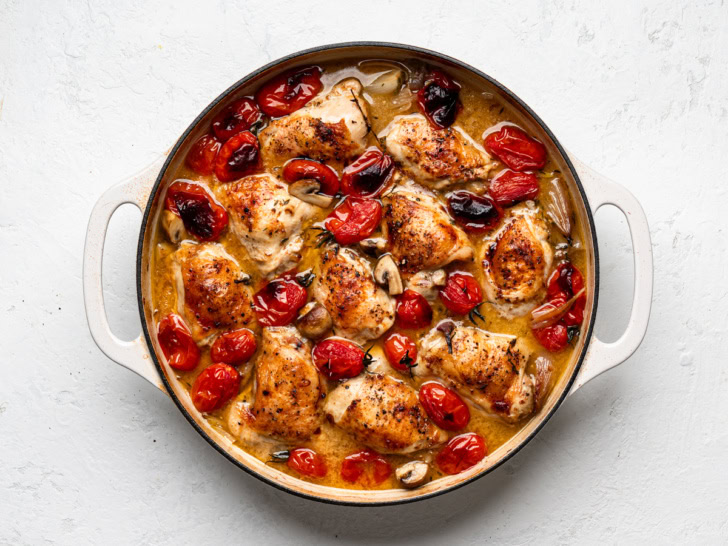 Braised Chicken with Tomatoes And Shallots - Sandra Valvassori