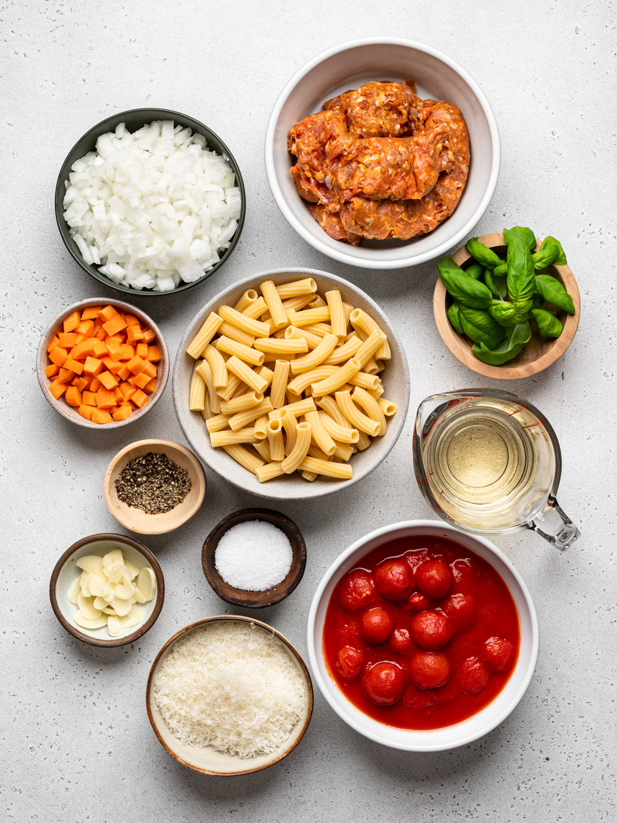 recipe ingredients prepared in bowls