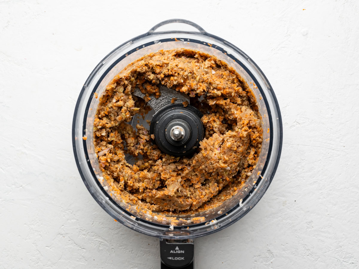 lentil mixture processed in food processor