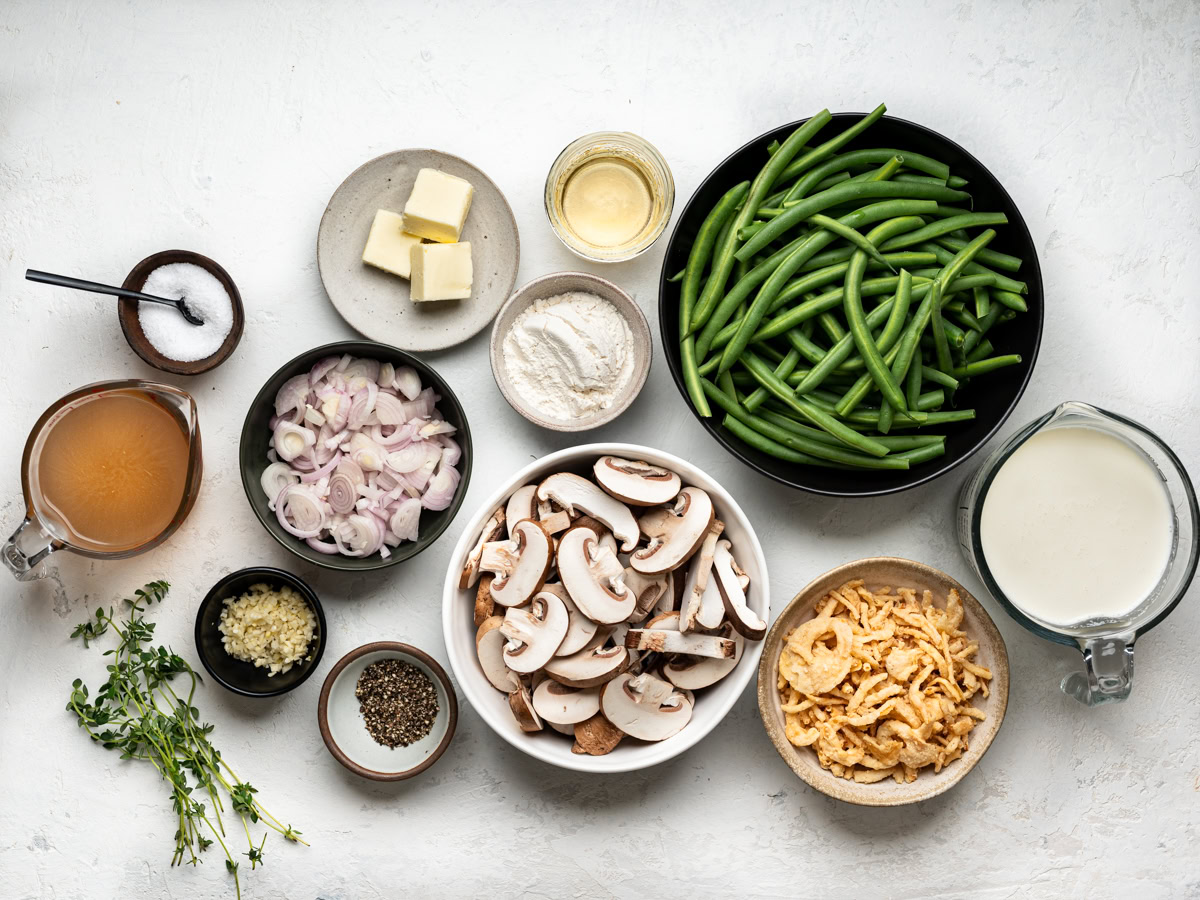 recipe ingredients prepared in bowls and small plates
