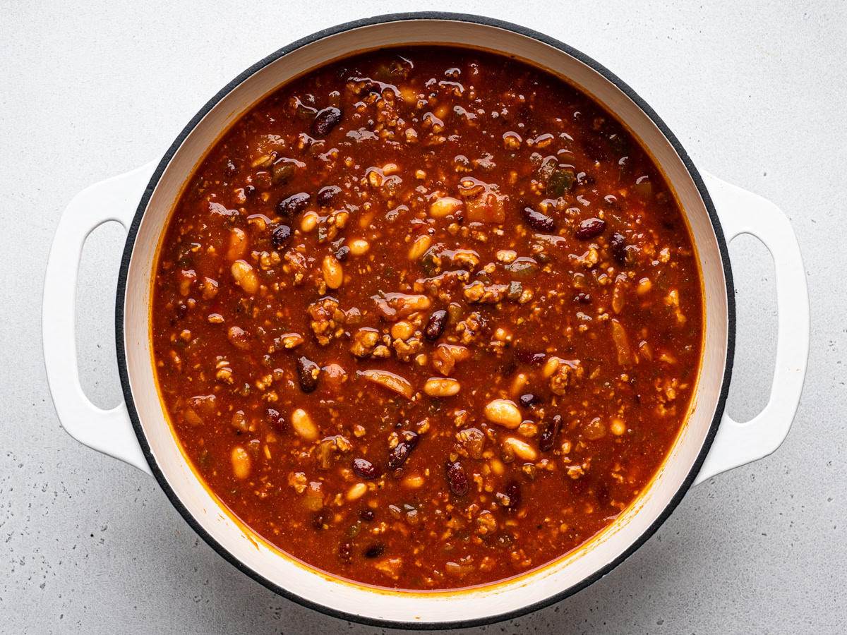 cooked pumpkin chili in pot