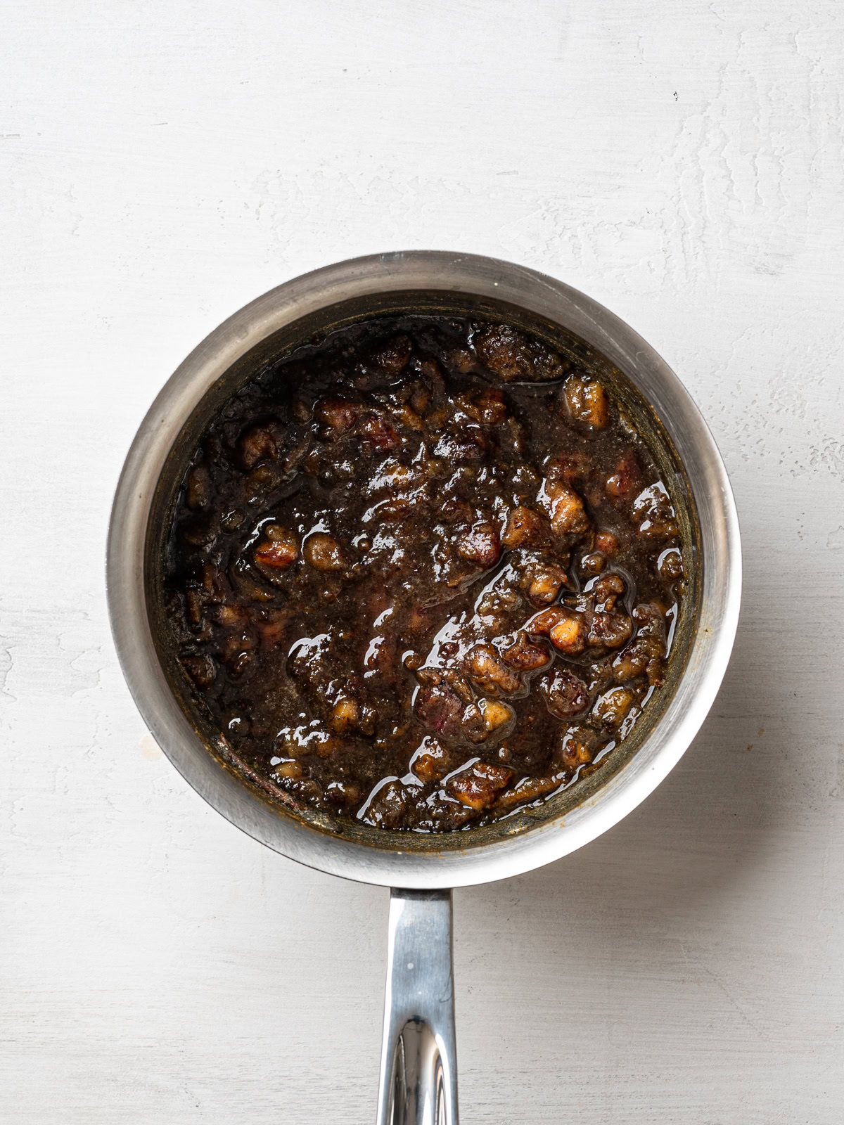 chopped dates boiled in saucepan until soft and jammy 