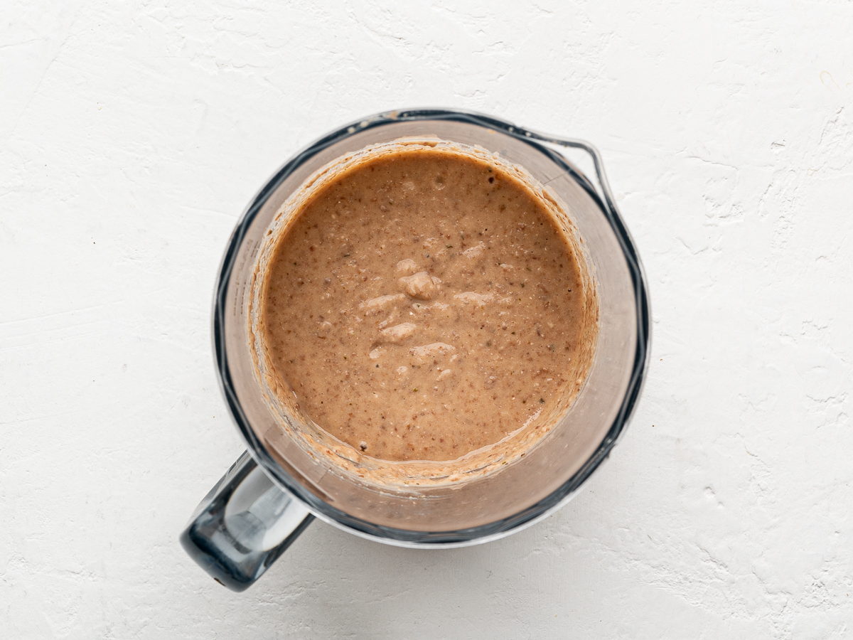 Some of the beans blended in a blender.