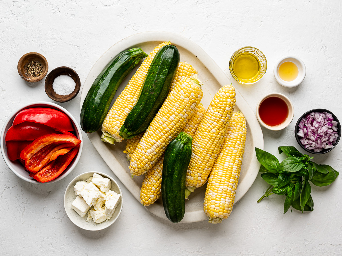 Recipe ingredients prepared in bowls.