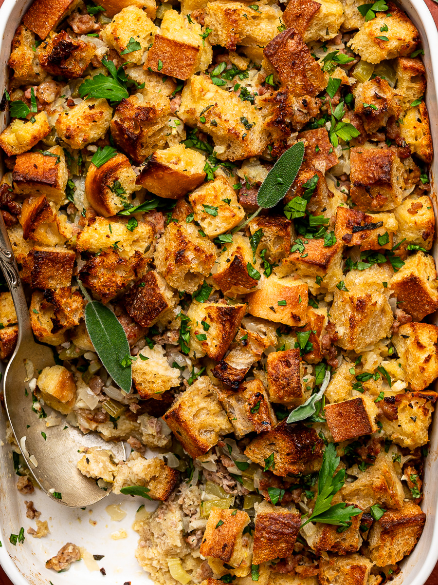 Sage and Sausage Stuffing - Sandra Valvassori Sage and Sausage Stuffing - Sandra Valvassori