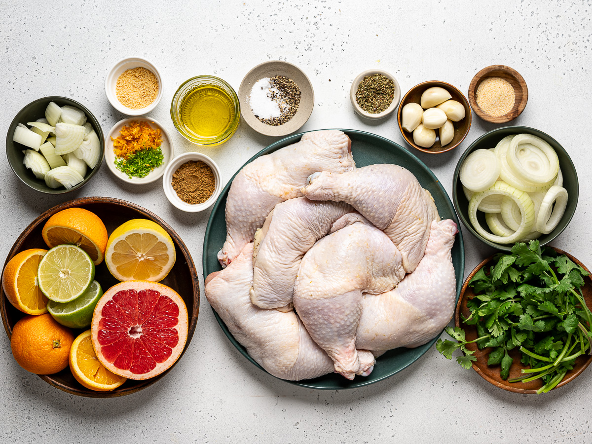 Recipe ingredients prepared in bowls.